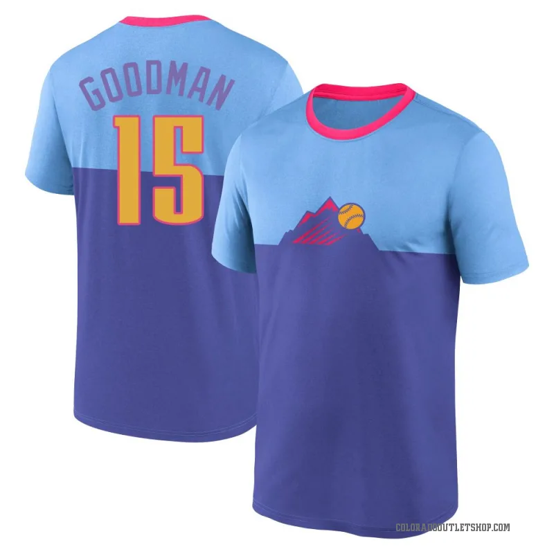 Hunter Goodman Youth LightBlue Colorado Rockies Light Blue/Purple 2025 City Connect Collection Velocity Performance Game Day T-S