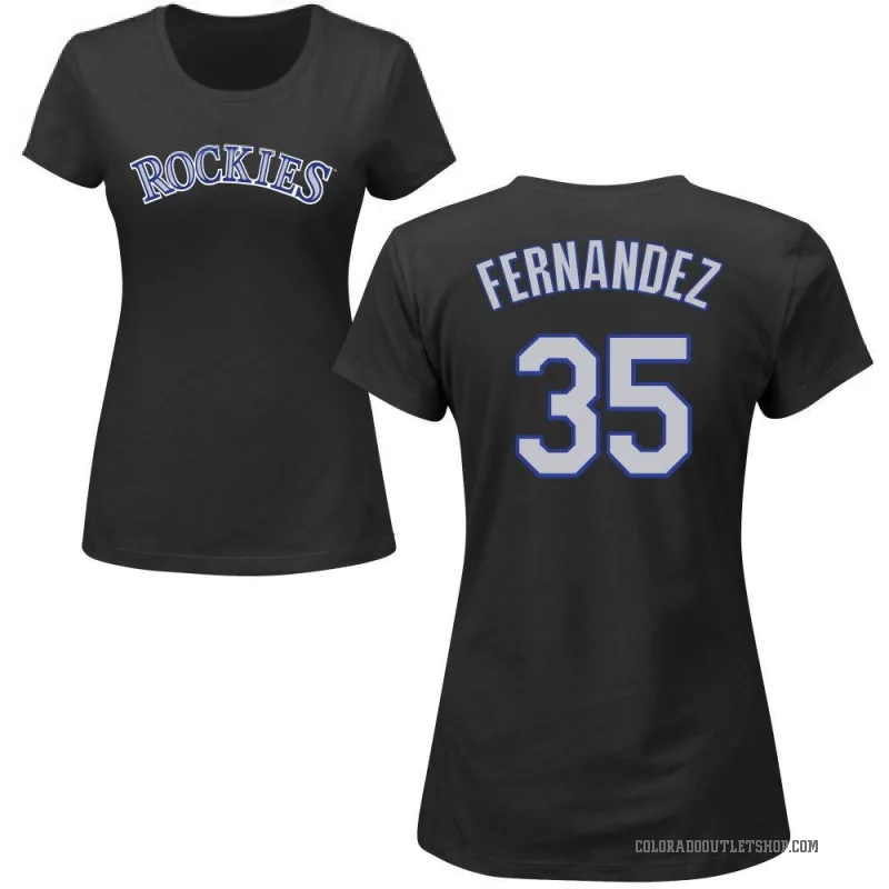Yanquiel Fernandez Women's Black Colorado Rockies Roster T-Shirt -